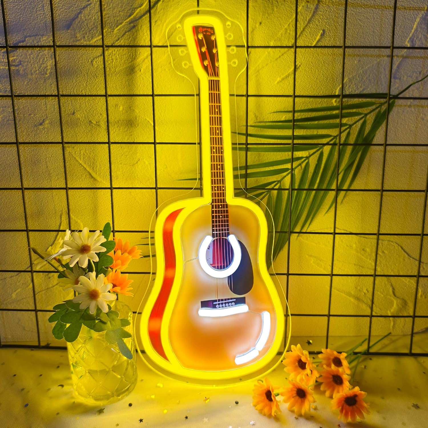 Party Games For Christmas - LED-neonreclame voor akoestische gitaar, USB-neonlicht, kerstthema